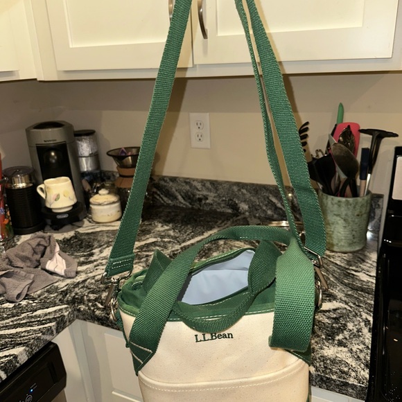 L.L. Bean Green and Cream Lunch Tote Bag - Picture 4 of 4